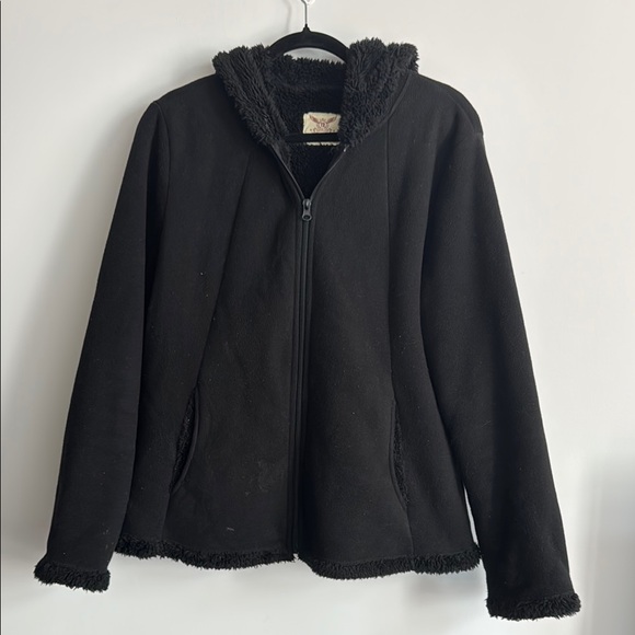 Faded Glory Black Fleece Jacket Size L - Picture 1 of 8